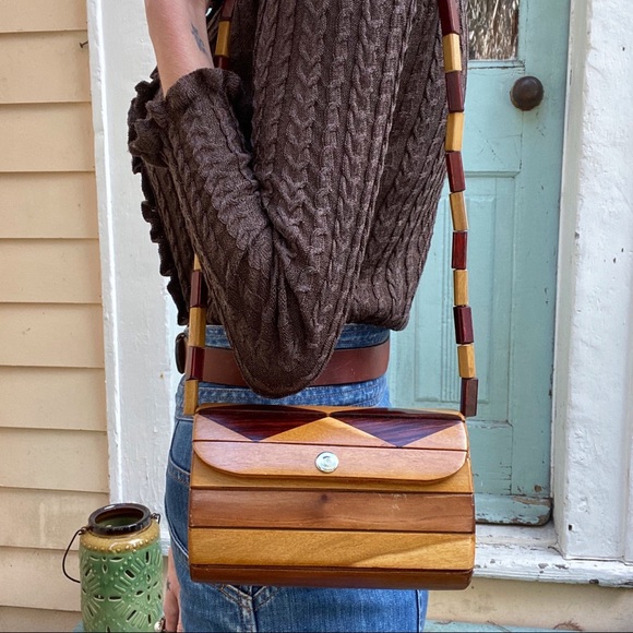 Vintage Handbags - Vintage wooden purse